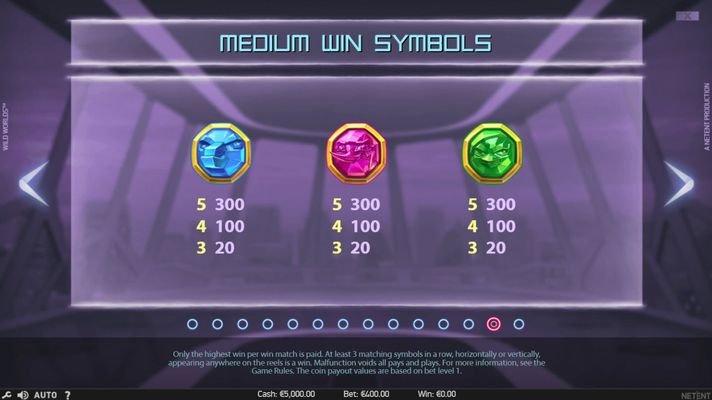 Wild Worlds :: Paytable - Medium Value Symbols