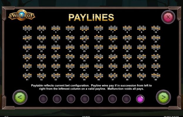 Paylines 1-60