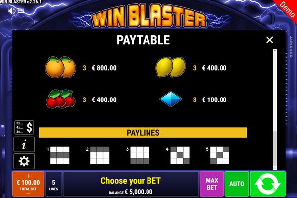 Win Blaster :: Paylines 1-5