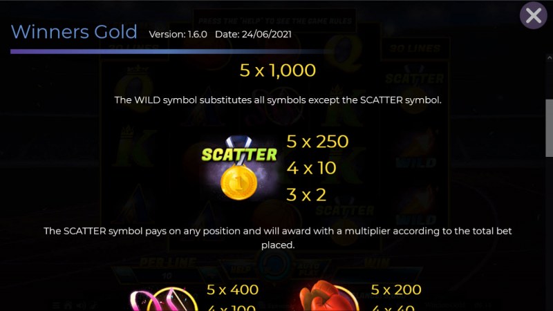 Winners Gold :: Scatter Symbol Rules