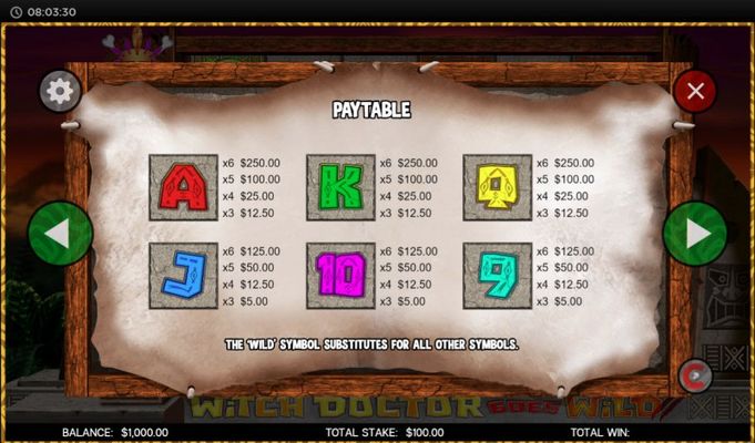 Paytable - Low Value Symbols