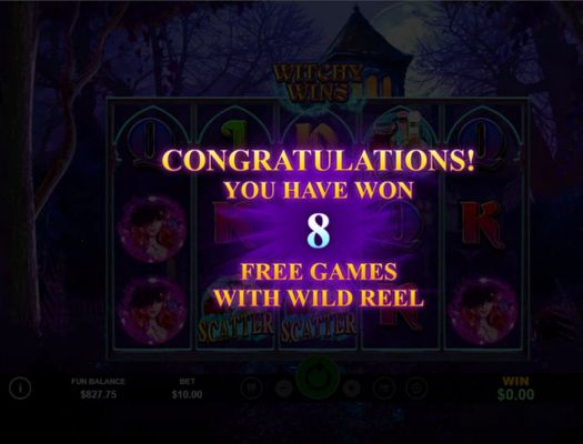 8 free spins awarded