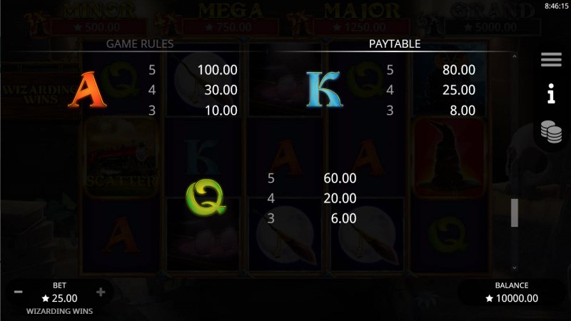 Paytable - Low Value Symbols