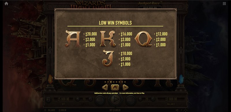 Paytable - Low Value Symbols