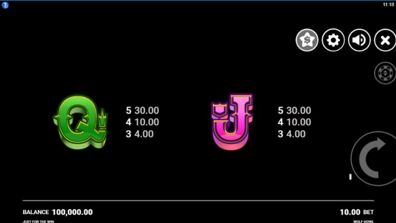 Paytable - Low Value Symbols