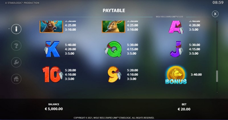 Paytable - Low Value Symbols
