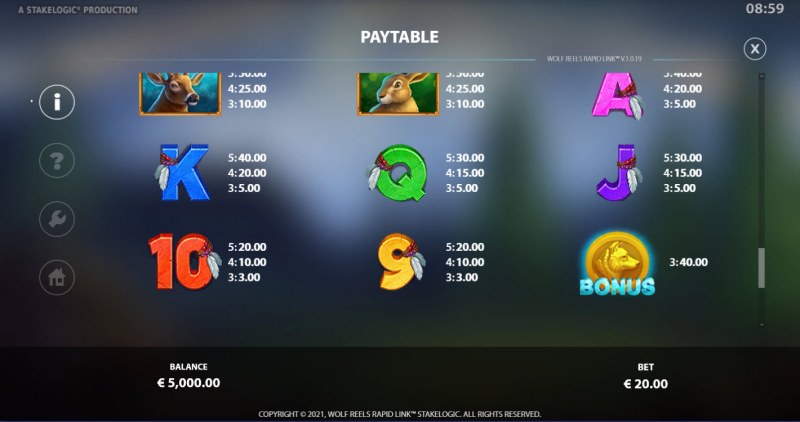 Paytable - Low Value Symbols