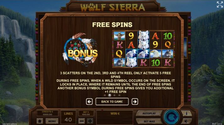 Wolf Sierra :: Free Spin Feature Rules