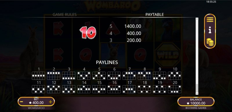 Paylines 1-20