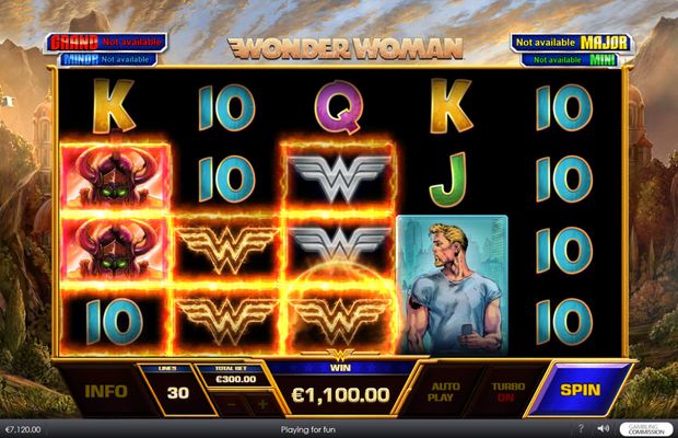 Wonder Woman :: Big win triggered by fire wild