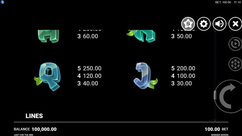 Paytable - Low Value Symbols