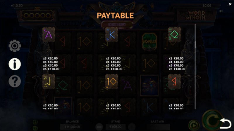 Paytable - Low Value Symbols