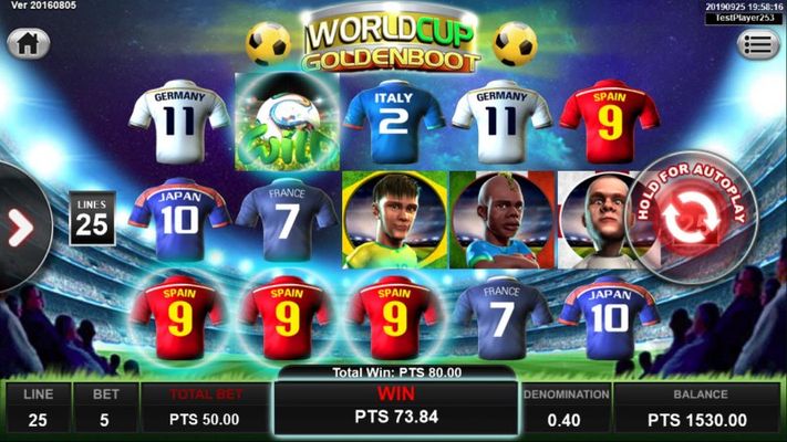 World Cup Golden Boot :: Multiple winning paylines