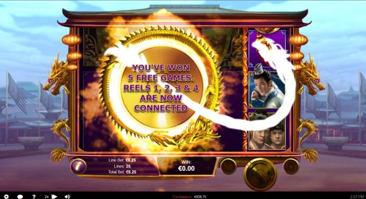 5 free spins awarded