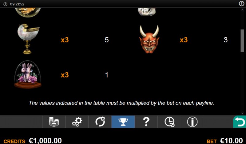 Paytable - Low Value Symbols