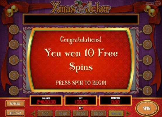 10 free spins have been awarded.