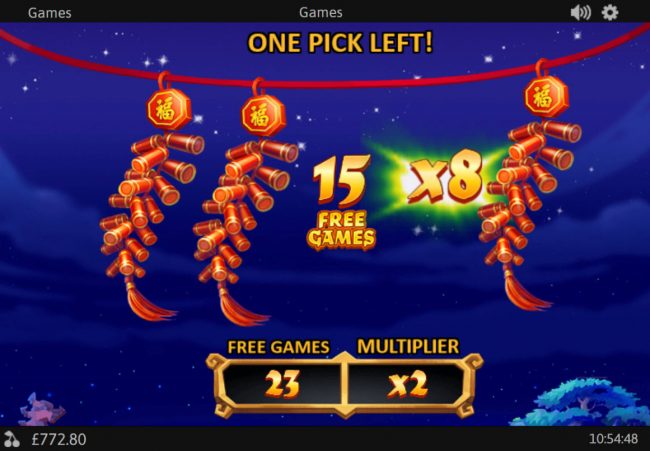 pick firecrackers to win free games and win multiplier