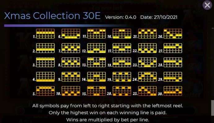 Paylines 1-30