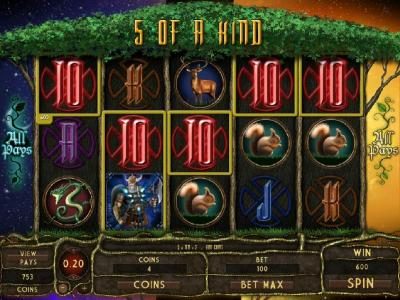 A five of a kind triggers a Big Win!