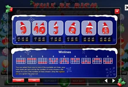 Slot game symbols paytable and payline diagrams