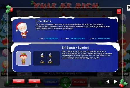 Free Spins and Elf Scatter symbol game rules