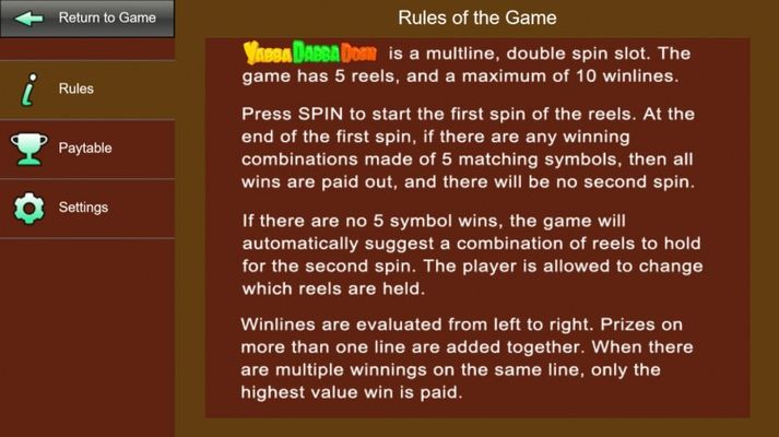 Yabba Dabba Dosh :: General Game Rules