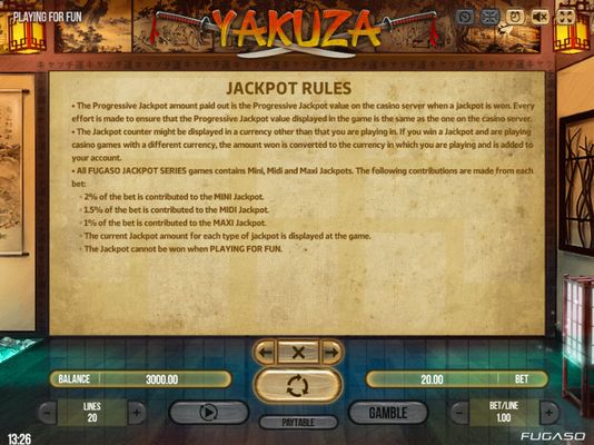 Yakuza :: Jackpot Rules