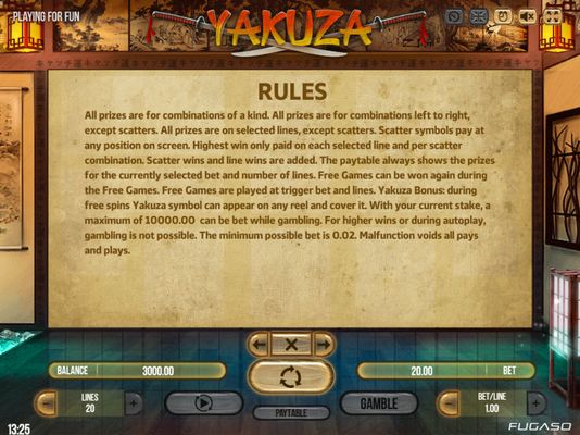 Yakuza :: General Game Rules