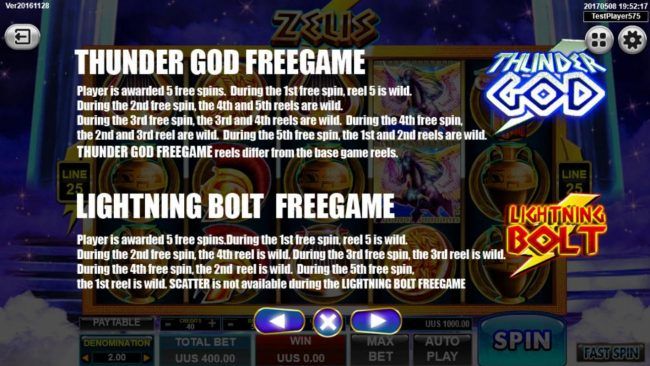 Thunder God Free Games and Lightning Bolt Free Games Rules