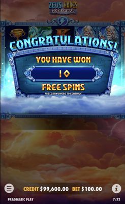 10 Free Spins Awarded