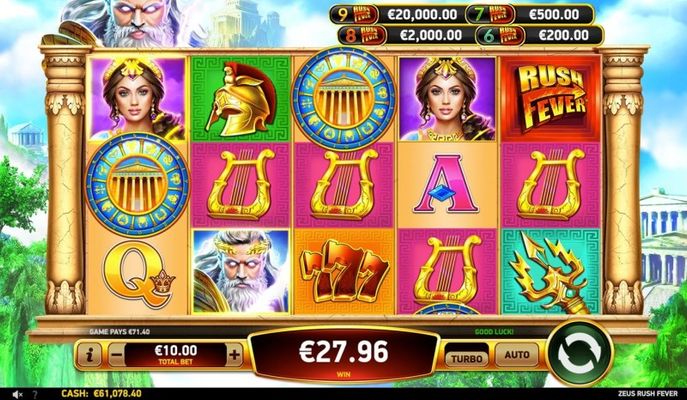 Zeus Rush Fever :: Free Spins Game Board