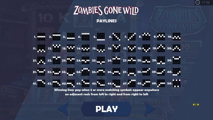 Zombies Gone Wild :: Paylines 1-50