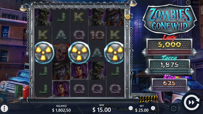 Zombies Gone Wild :: Scatter win triggers the free spins feature